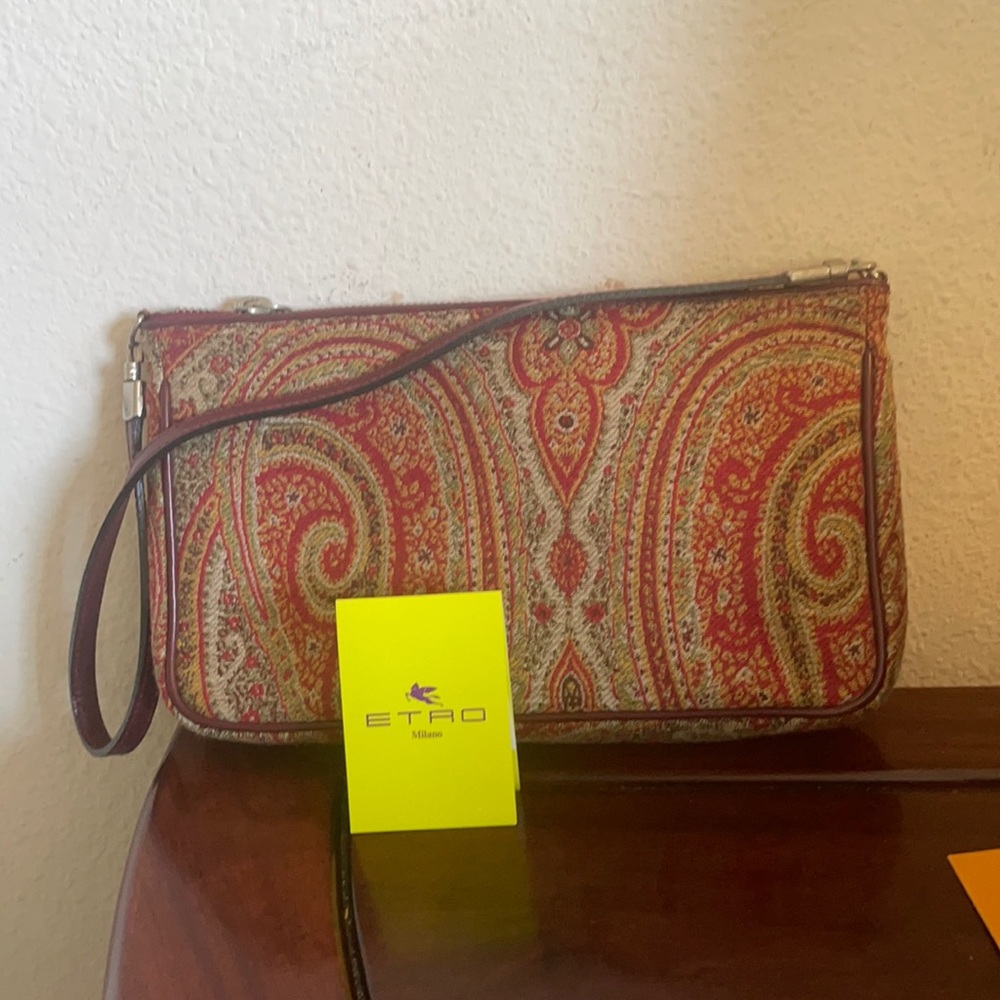Etro Red Paisley Mini Wristlet